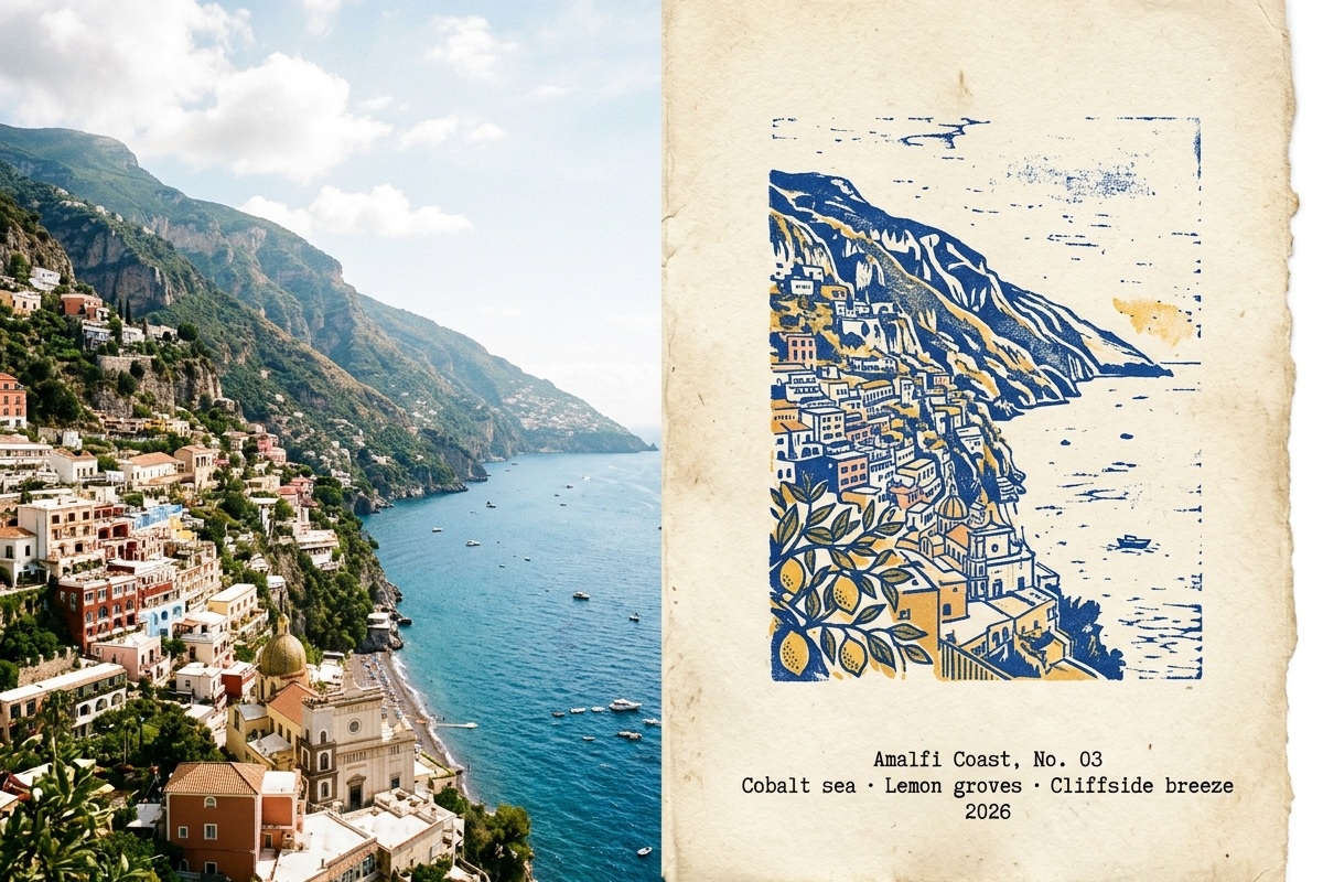 Amalfi Travel Scrapbook Stamp