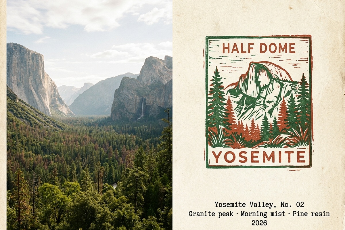 Yosemite Travel Scrapbook Stamp